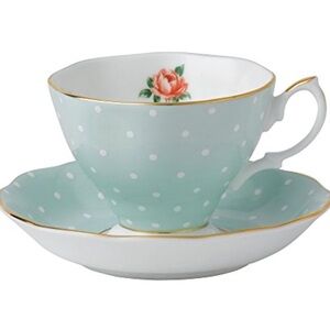Royal Albert Old Country Rose, Polka Rose Light Green Mint Bone China Teacup Set